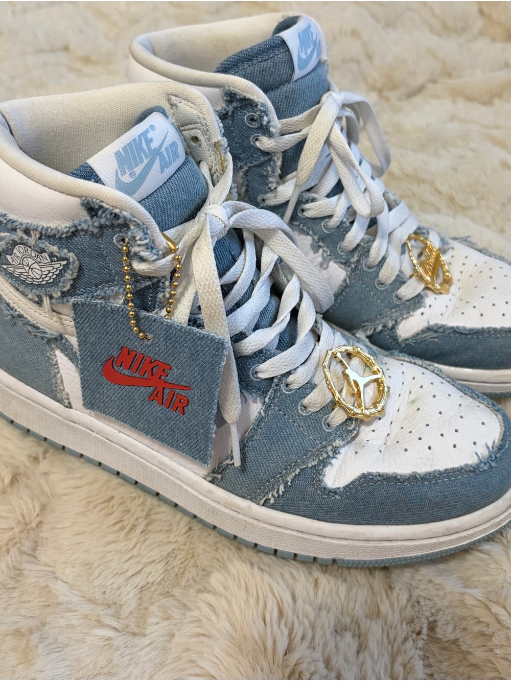 Jordan White and Light Blue high- top Sneaker